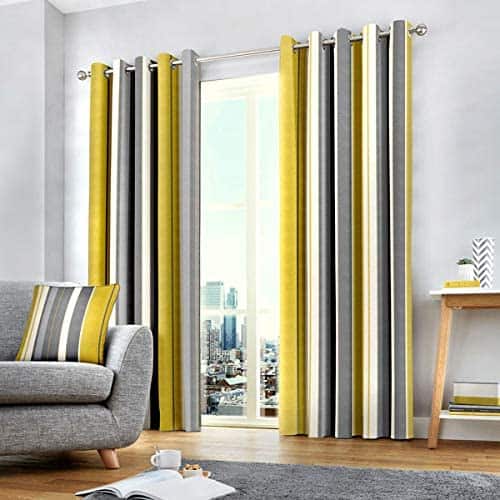 cortinas amarillas y grises