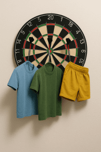 Dardos para colgar ropa en la diana