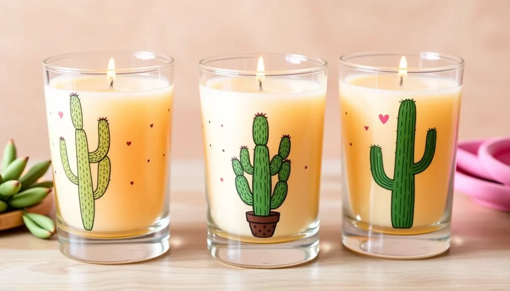 Velas de té originales con diseño de cactus