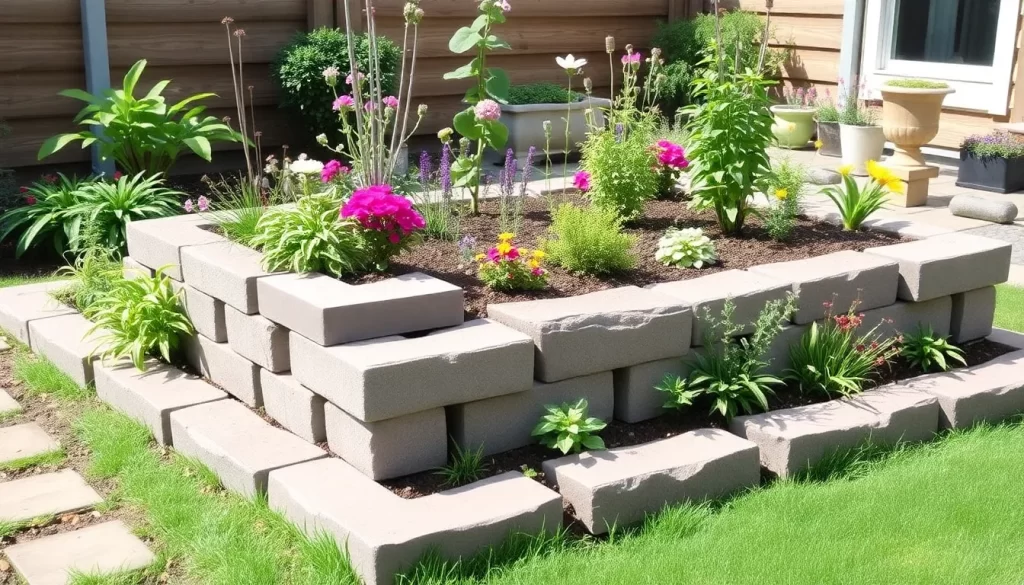 Jardinera de bloques de hormigón para tu jardín