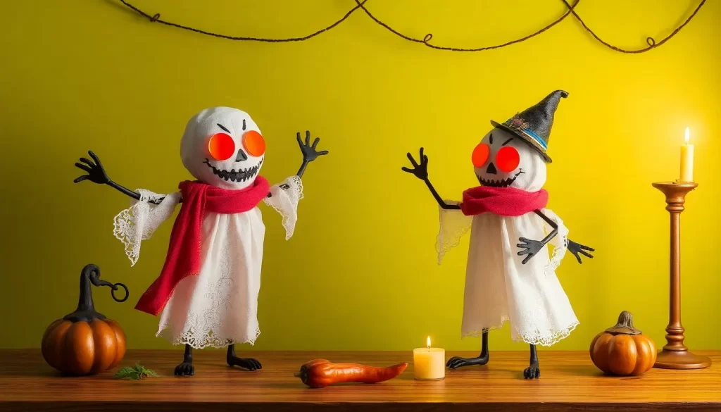 Fantasmas del Comecocos como salero y pimentero decorativo