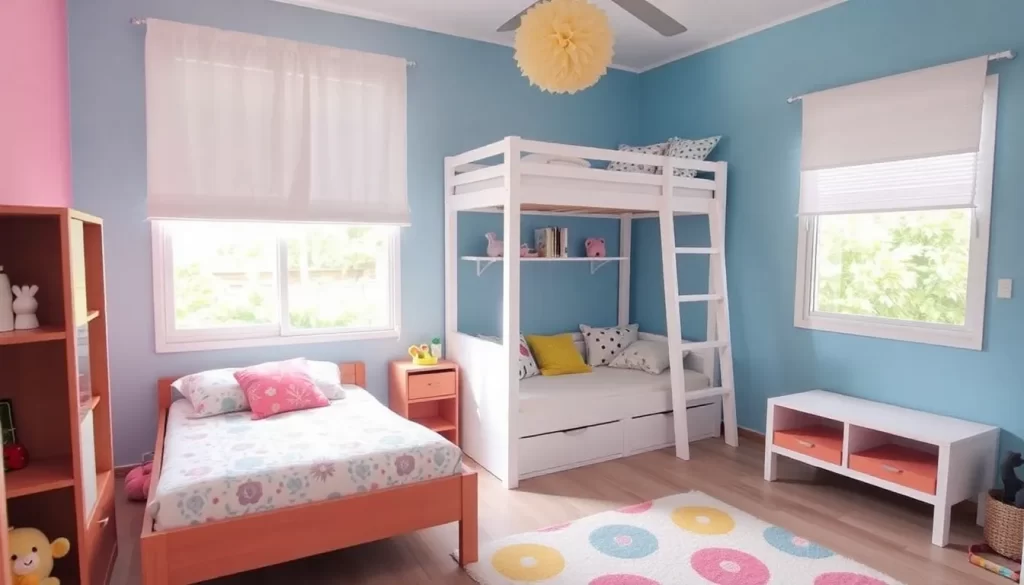 Habitación infantil bien distribuida para dos niños