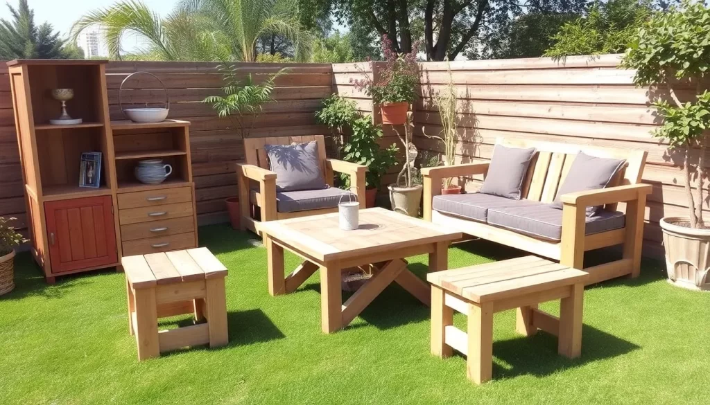 Muebles de jardín fabricados con palets reciclados