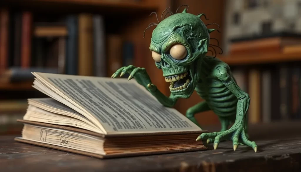 Soporte para libros de temática zombie
