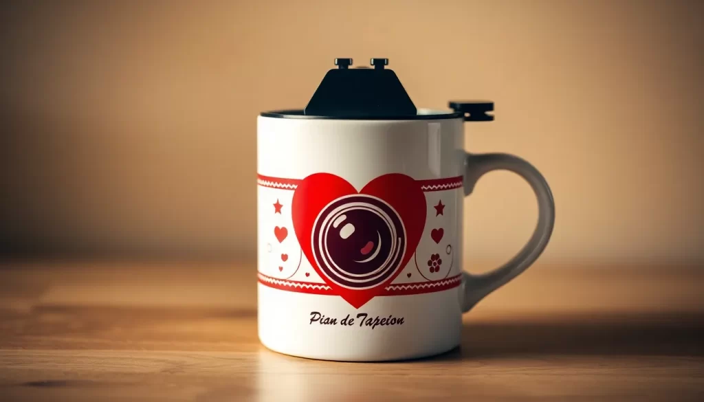 Taza o tazón con diseño de cámara fotográfica