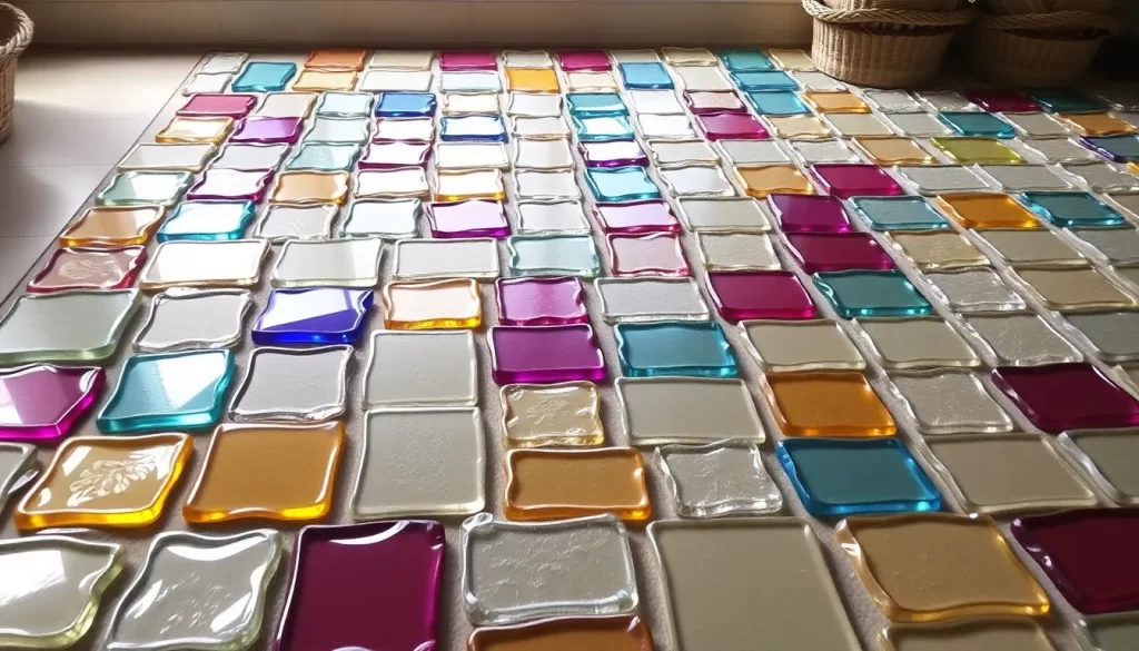 Pavés de cristal colorido para decorar espacios