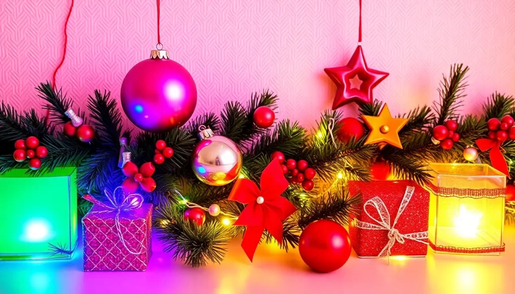 Decoración navideña en diversos colores