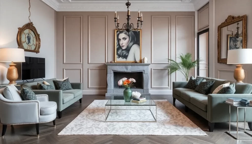 Decoración de salones con muebles clásicos elegantes
