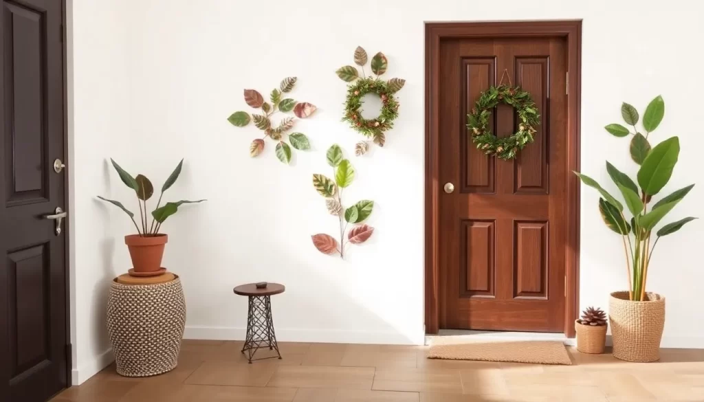 Hojas de otoño como sujetadores de puertas decorativos