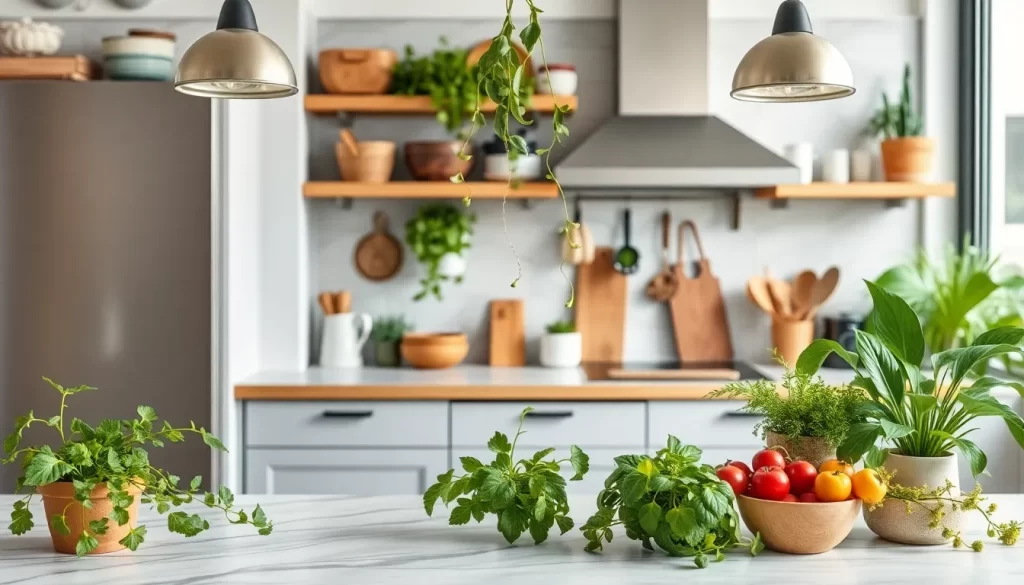 Jardín colgante en la cocina estilo científico loco