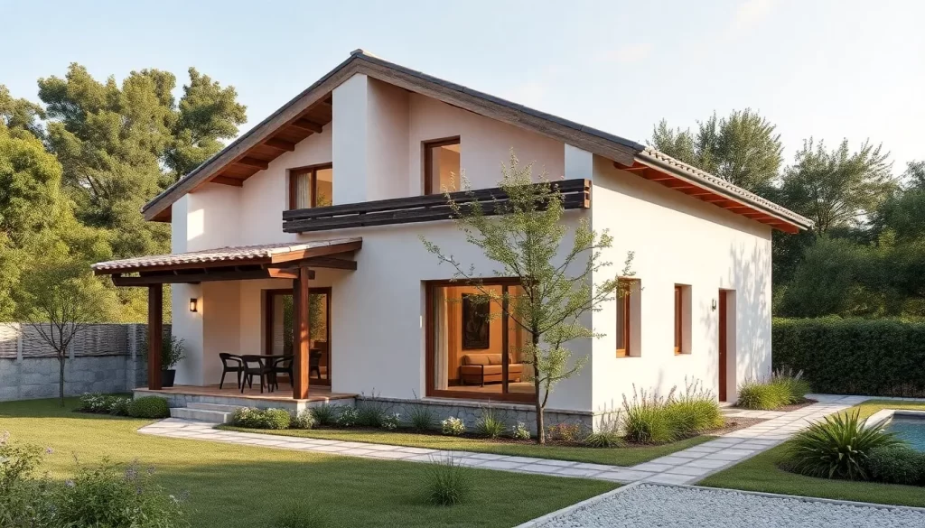 Casa rústica moderna en blanco y madera con encanto
