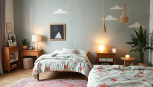 Decoración de dormitorios con papel pintado y pintura out-0-750