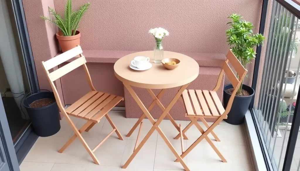 Mesas plegables ideales para balcones pequeños
